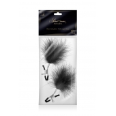 Зажимы на соски с черными пуховыми кисточками Sweet Caress Feather Nipple Clumps - Sweet Caress - купить с доставкой в Красноярске