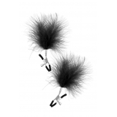 Зажимы на соски с черными пуховыми кисточками Sweet Caress Feather Nipple Clumps - Sweet Caress - купить с доставкой в Красноярске