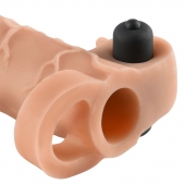 Телесная вибронасадка с кольцом Vibrating Real Feel 2 Extension - 16 см. - Pipedream - в Красноярске купить с доставкой