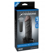 Чёрная вибронасадка с кольцом Vibrating Real Feel 2 Extension - 16 см. - Pipedream - в Красноярске купить с доставкой