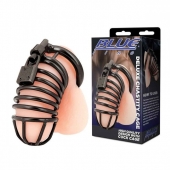 Черная металлическая клетка с замком Deluxe Chastity Cage - BlueLine - купить с доставкой в Красноярске