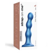 Голубая насадка Strap-On-Me Dildo Plug Balls size L - Strap-on-me - купить с доставкой в Красноярске