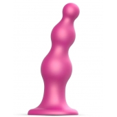 Розовая насадка Strap-On-Me Dildo Plug Beads size S - Strap-on-me - купить с доставкой в Красноярске