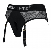 Черные трусики для насадок Diva Lingerie Harness - size L - Strap-on-me - купить с доставкой в Красноярске