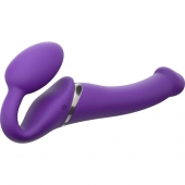 Фиолетовый безремневой вибрострапон Vibrating Bendable Strap-On - size L - Strap-on-me - купить с доставкой в Красноярске