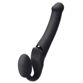 Черный безремневой вибрострапон Silicone Bendable Strap-On - size XL - Strap-on-me - купить с доставкой в Красноярске
