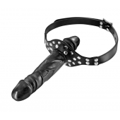 Черный кляп-фаллоимитатор Double Penis Gag - Fetish Tentation - купить с доставкой в Красноярске