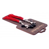 Металлические зажимы на соски с красными замшевыми кисточками - Crazy Handmade - купить с доставкой в Красноярске