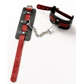 Черные оковы с красным декором и заклепками - Crazy Handmade - купить с доставкой в Красноярске