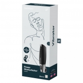 Черный мастурбатор с вибрацией Power Masturbator - Satisfyer - в Красноярске купить с доставкой