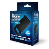 Черная открытая насадка на пенис с кольцом для мошонки XXXL-size - 9,9 см. - Sex Expert - в Красноярске купить с доставкой