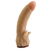 Телесная гелевая насадка-фаллос с клиторальными лепестками - 18,5 см. - LOVETOY (А-Полимер) - купить с доставкой в Красноярске