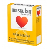 Презервативы с колечками и пупырышками Masculan Ribbed+Dotted - 3 шт. - Masculan - купить с доставкой в Красноярске