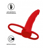 Красная насадка на пенис для двойного проникновения Black Red - 16,5 см. - ToyFa - купить с доставкой в Красноярске