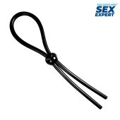 Черное силиконовое лассо с шариком для утяжки - Sex Expert - в Красноярске купить с доставкой