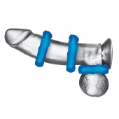 Комплект из трех голубых эрекционных колец 3-Pack Ribbed Rider Cock Ring Set - BlueLine - в Красноярске купить с доставкой