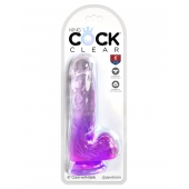 Фиолетовый фаллоимитатор с мошонкой на присоске 6’’ Cock with Balls - 17,8 см. - Pipedream купить с доставкой в интернет-магазине Orgasmix в Красноярске Фиолетовый фаллоимитатор с мошонкой на присоске 6’’ Cock with Balls - 17,8 см. - Pipedream