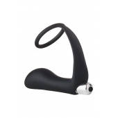 Черное эрекционное кольцо с вибропробкой Vibrating Anal Plug With Cockring - Dream Toys - в Красноярске купить с доставкой