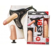 Телесный страпон Harness LESBI с вагинальной пробкой - 16,5 см. - LOVETOY (А-Полимер) - купить с доставкой в Красноярске