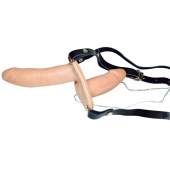 Телесный женский страпон с вагинальной пробкой Strap-On Duo - 15 см. - Orion - купить с доставкой в Красноярске