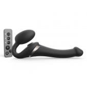 Черный безремневой страпон Multi Orgasm Size S с клиторальной стимуляцией - Strap-on-me - купить с доставкой в Красноярске