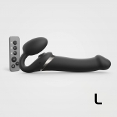 Черный безремневой страпон Multi Orgasm Size L с клиторальной стимуляцией - Strap-on-me - купить с доставкой в Красноярске