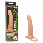 Телесная насадка для двойного проникновения Rechargeable Ribbed Dual Penetrator с вибрацией - California Exotic Novelties - купить с доставкой в Красноярске