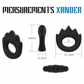 Черное эрекционное кольцо с массажными гребнями Rooster Xander - Velv or - в Красноярске купить с доставкой