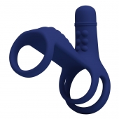 Синяя вибронасадка на пенис Vibrating Penis Sling - Baile - в Красноярске купить с доставкой