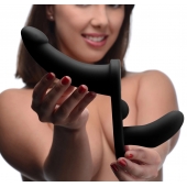 Черный вибрострапон Double Take 10X Double Penetration Vibrating Strap-on Harness - XR Brands - купить с доставкой в Красноярске