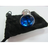 Анальное украшение BUTT PLUG  Small с синим кристаллом - 7 см. - Anal Jewelry Plug - купить с доставкой в Красноярске