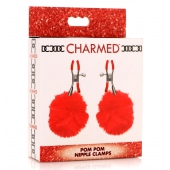 Красные зажимы на соски с помпонами Pom Pom - XR Brands - купить с доставкой в Красноярске