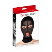 Черная сетчатая маска на голову с отверстиями для глаз и рта - Fetish Tentation - купить с доставкой в Красноярске