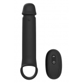 Черная насадка-удлинитель с вибрацией Vibrating Extender With Remote - Dream Toys - в Красноярске купить с доставкой