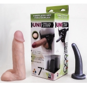 Страпон-унисекс с двумя насадками UNI strap 7  Harness - 19 и 16 см. - LOVETOY (А-Полимер) - купить с доставкой в Красноярске