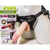 Страпон-унисекс с двумя насадками UNI strap 7  Harness - 19 и 16 см. - LOVETOY (А-Полимер) - купить с доставкой в Красноярске