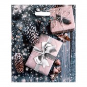 Новогодний пакет с принтом в виде подарков и вырубной ручкой (45х38 см) - Сима-Ленд - купить с доставкой в Красноярске
