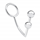 Кольцо на пенис с анальным стимулятором Two Bead Stainless Steel Anal Hook   Cock Ring - BlueLine - в Красноярске купить с доставкой