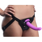 Лиловый поясной страпон Navigator Silicone G-Spot Dildo with Harness - 17,8 см. - XR Brands - купить с доставкой в Красноярске