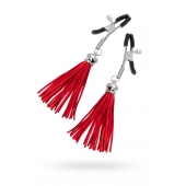 Зажимы на соски «Прищепки» с красными кисточками из замши - Pecado - купить с доставкой в Красноярске