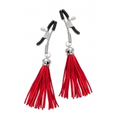 Зажимы на соски «Прищепки» с красными кисточками из замши - Pecado - купить с доставкой в Красноярске