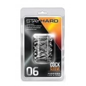 Прозрачная насадка с объёмными чёрточками STAY HARD COCK SLEEVE 06 CLEAR - Blush Novelties - в Красноярске купить с доставкой