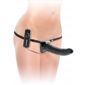 Черный страпон с вагинальной пробкой Deluxe Vibrating Penetrix Strap-On - 19 см. - Pipedream - купить с доставкой в Красноярске