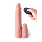 Телесная вибронасадка на член 3  Vibrating Mega X-tension with Remote - 22,9 см. - Pipedream - в Красноярске купить с доставкой