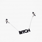 Зажимы на соски с кожаной подвеской Bitch - Crazy Handmade - купить с доставкой в Красноярске
