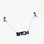 Зажимы на соски с кожаной подвеской Bitch - Crazy Handmade - купить с доставкой в Красноярске