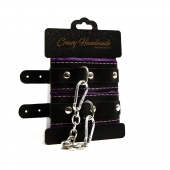 Черно-фиолетовые скругленные наручники с мягкой подкладкой - Crazy Handmade - купить с доставкой в Красноярске