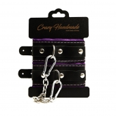 Черно-фиолетовые скругленные наручники с мягкой подкладкой - Crazy Handmade - купить с доставкой в Красноярске