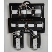 Набор фиксаторов из черной и белой натуральной кожи - Crazy Handmade - купить с доставкой в Красноярске