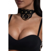 Черный чокер с клепками и золотистой фурнитурой - Crazy Handmade - купить с доставкой в Красноярске